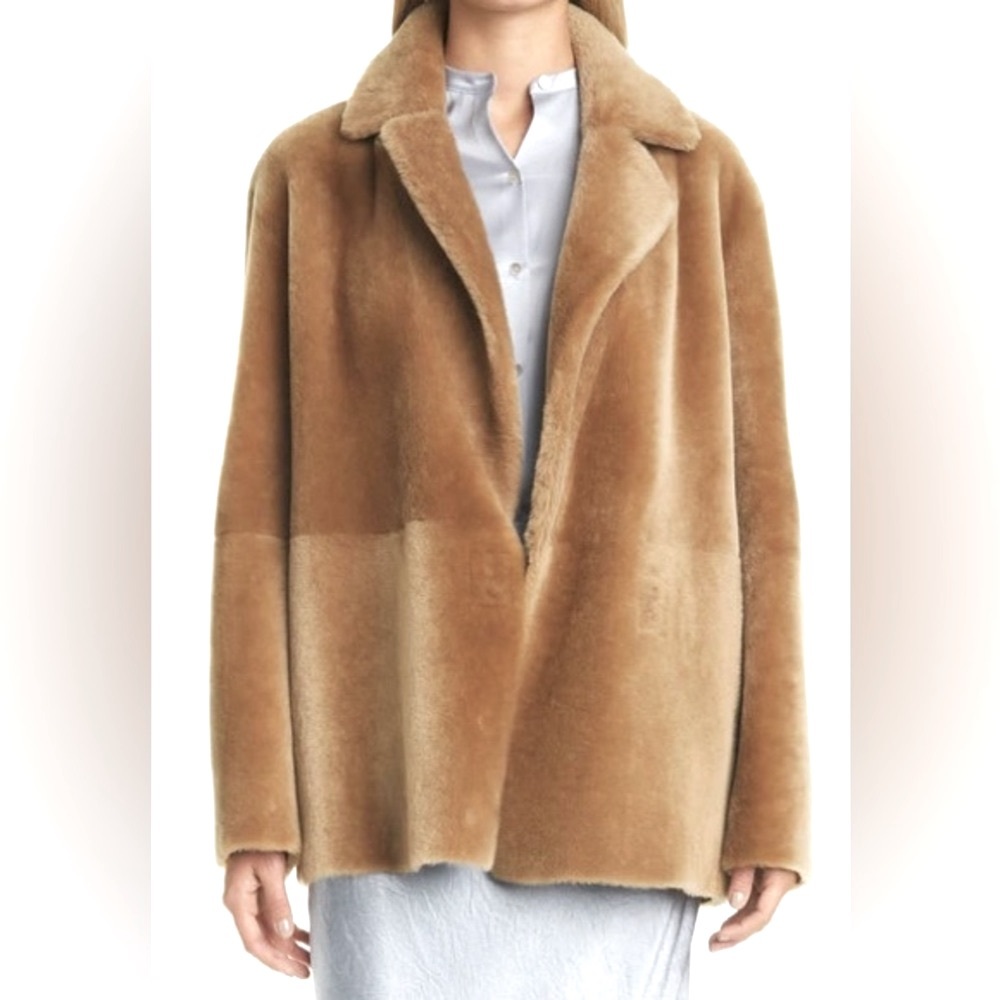 Vince Genuine Shearling Coat In Hazel